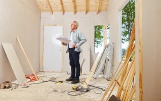 A senior man overseeing renovations on his home.